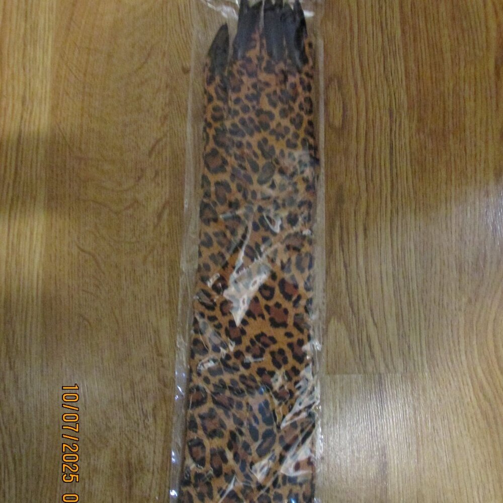 Long Finger Nail Leopard Design Gloves Adult Size